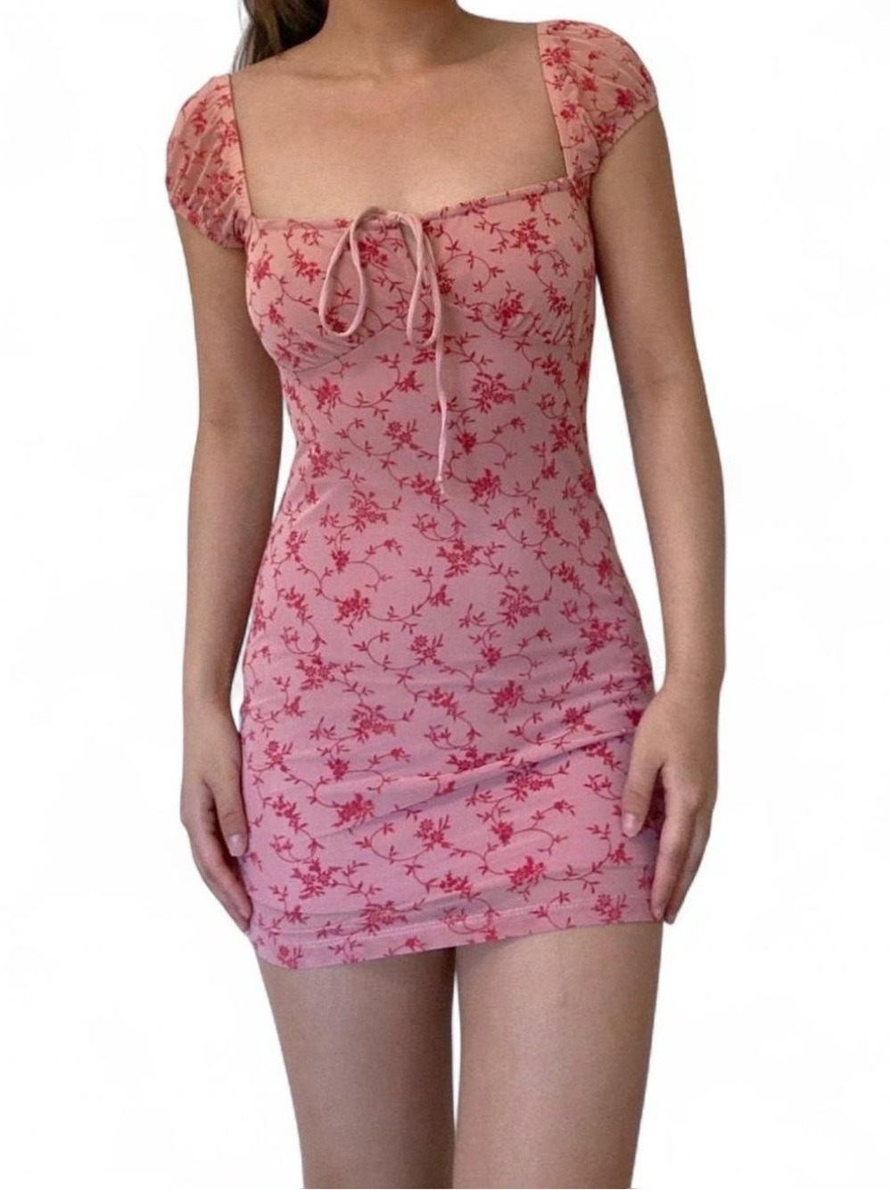 Motel Love Bloom Gaina Pink Floral Mini Dress Size XS